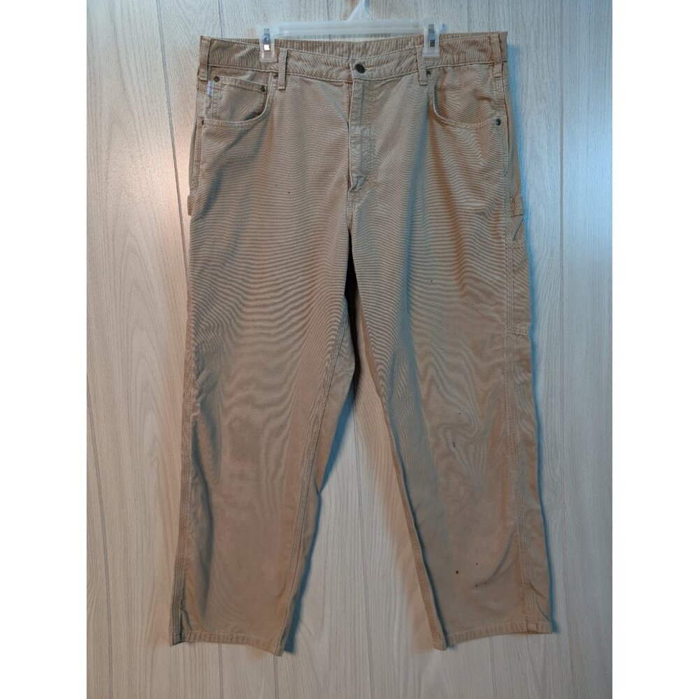 Carhartt Loose Fit Carpenter Pants Canvas Mens 40x30 B159 GKH Cargo Tan Distress